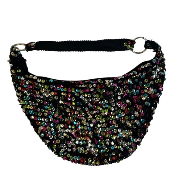 Handbags - Vintage Y2K Sequin Shoulder bag black multicolor sparkle mini purse party bag